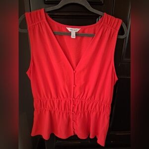 Nine West Vibrant Red Button-Down Blouse